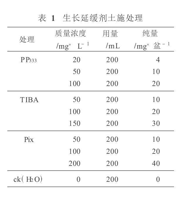 TIBA和Pix对盆栽香石竹矮化效应的研究