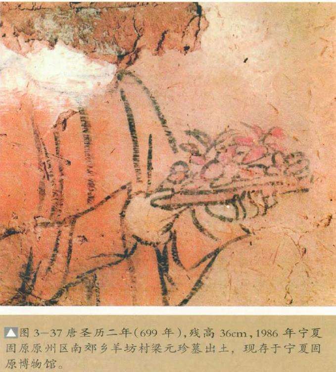唐代太子李贤墓壁画中描绘的盆景