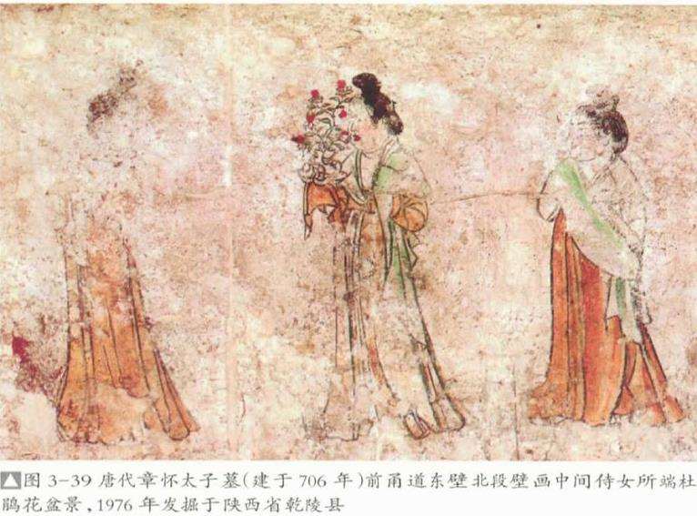 唐代太子李贤墓壁画中描绘的盆景