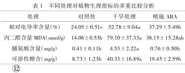 外源ABA对干旱胁迫下4种园林地被植物形态的影响