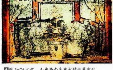 元代墓室壁画中的盆景盆花 图片