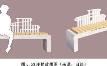都江堰青城山镇海棠公园的座椅和垃圾桶设计