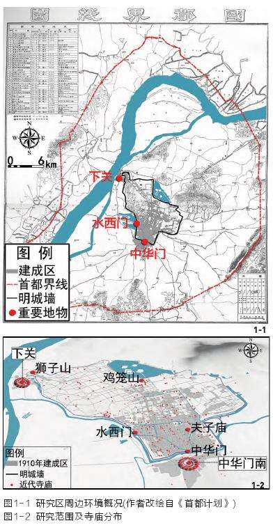 近代南京城市寺庙选址特征的研究区域与数据来源