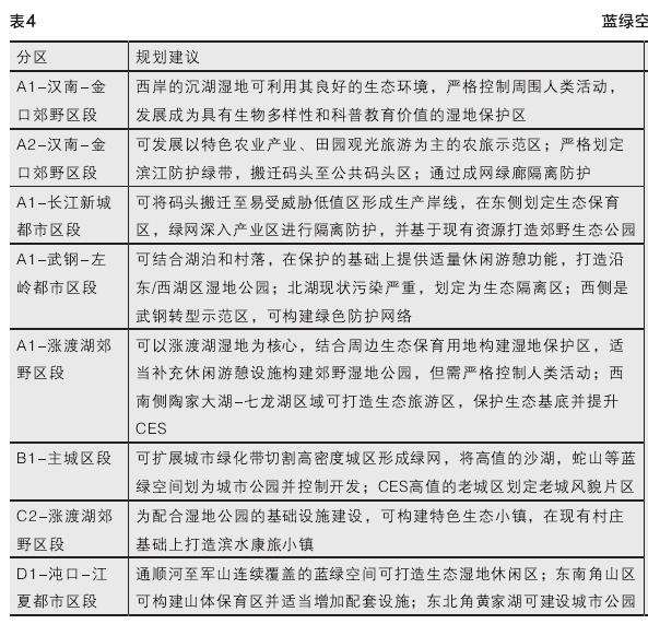 长江武汉段研究区蓝绿空间优化策略建议