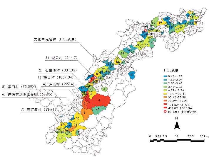 富春江历史文化景观的4个总量评估