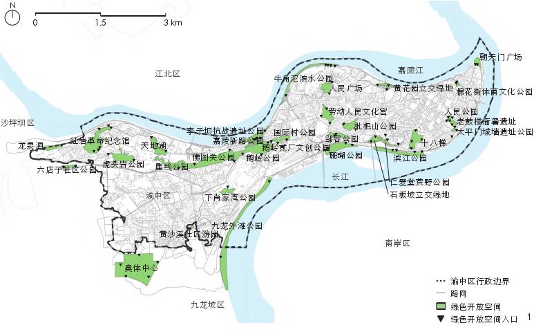 重庆山地城市绿色开放空间步行可达性衰减