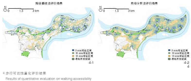 重庆山地城市绿色开放空间步行可达性衰减