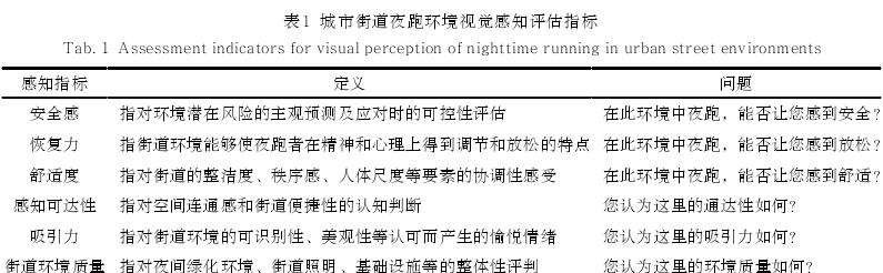 夜跑友好视角下城市街道环境视觉感知评价