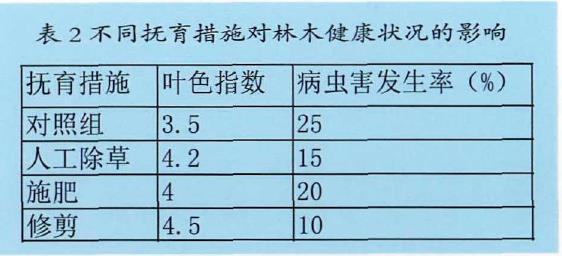 不同抚育管理措施对林木生长的3个影响研究