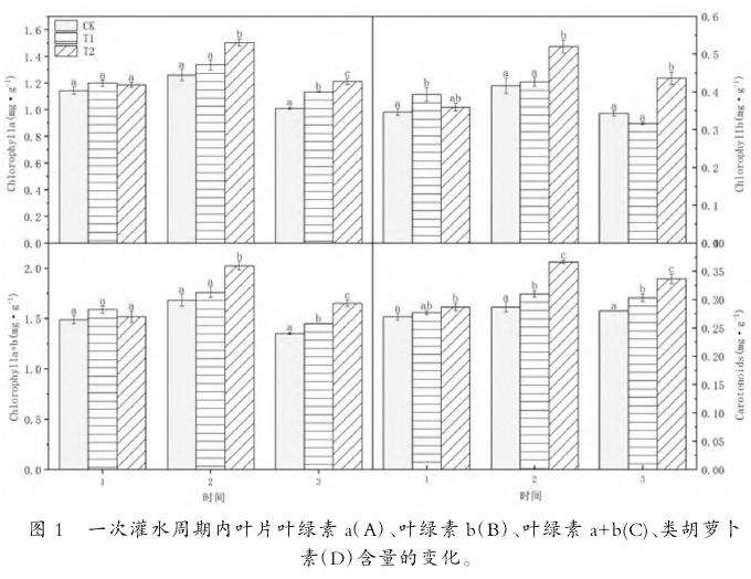 不同果树穴贮砖块处理葡萄叶片的叶绿素含量的变化