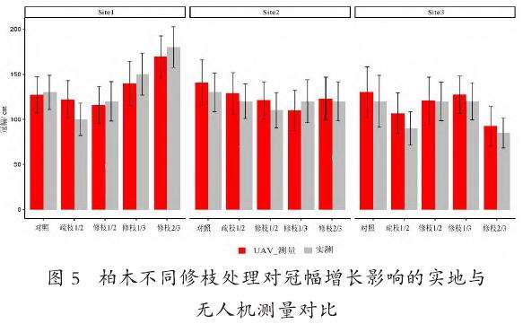 不同处理方式对冠幅的影响